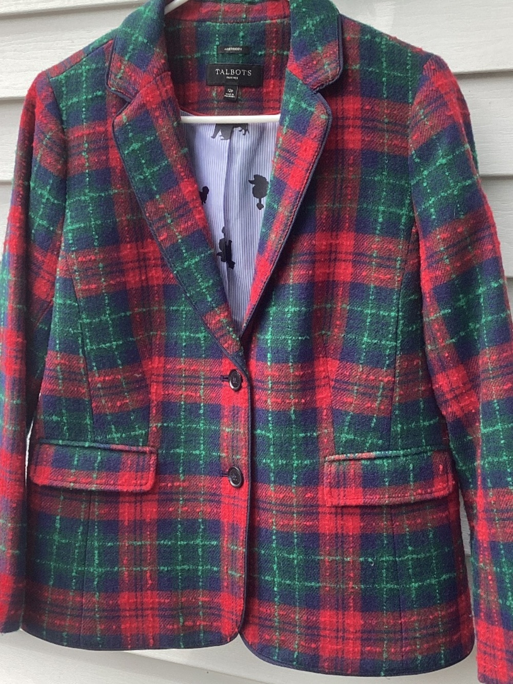 Talbots Wool Blend Blazer Jacket Aberdeen Tartan Plaid 12 Petite Holiday  Size 1